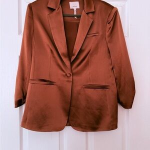 New Cinq à Sept Rich Copper Brown Satin Blazer